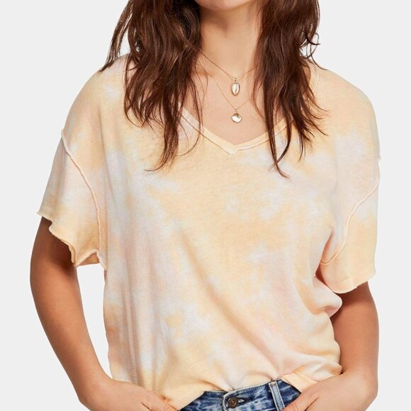 Free People We The Free Size M Tie-Dye Slouchy Tee Open Back Loose Fit Tshirt - Picture 1 of 16